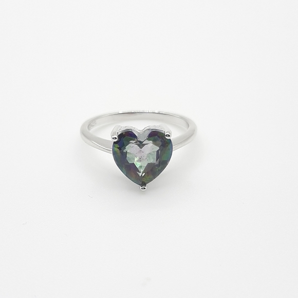 Mystic Quartz Heart Cut Ring Vivid Rainbow Colors Valentine's New - Picture 3 of 8